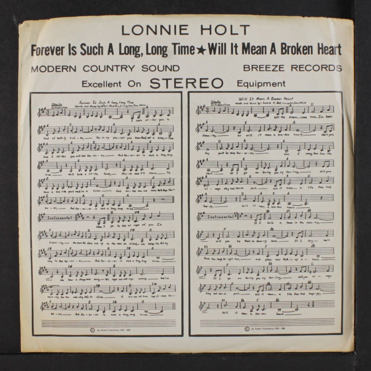 forever is such a long time / will it mean a broken heart by LONNIE HOLT
