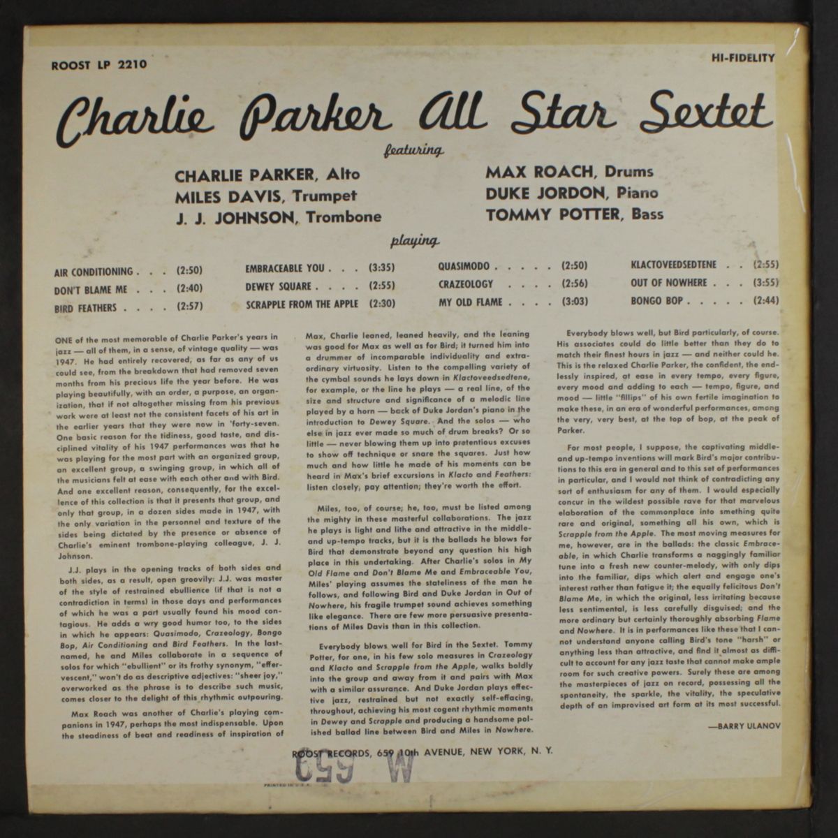 all star sextet by CHARLIE PARKER