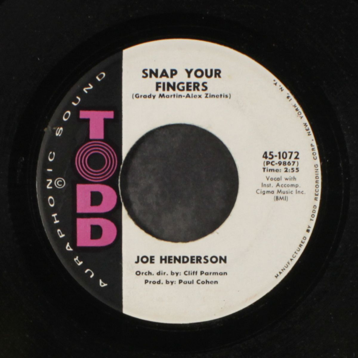 snap your fingers / if you see me cry by JOE HENDERSON