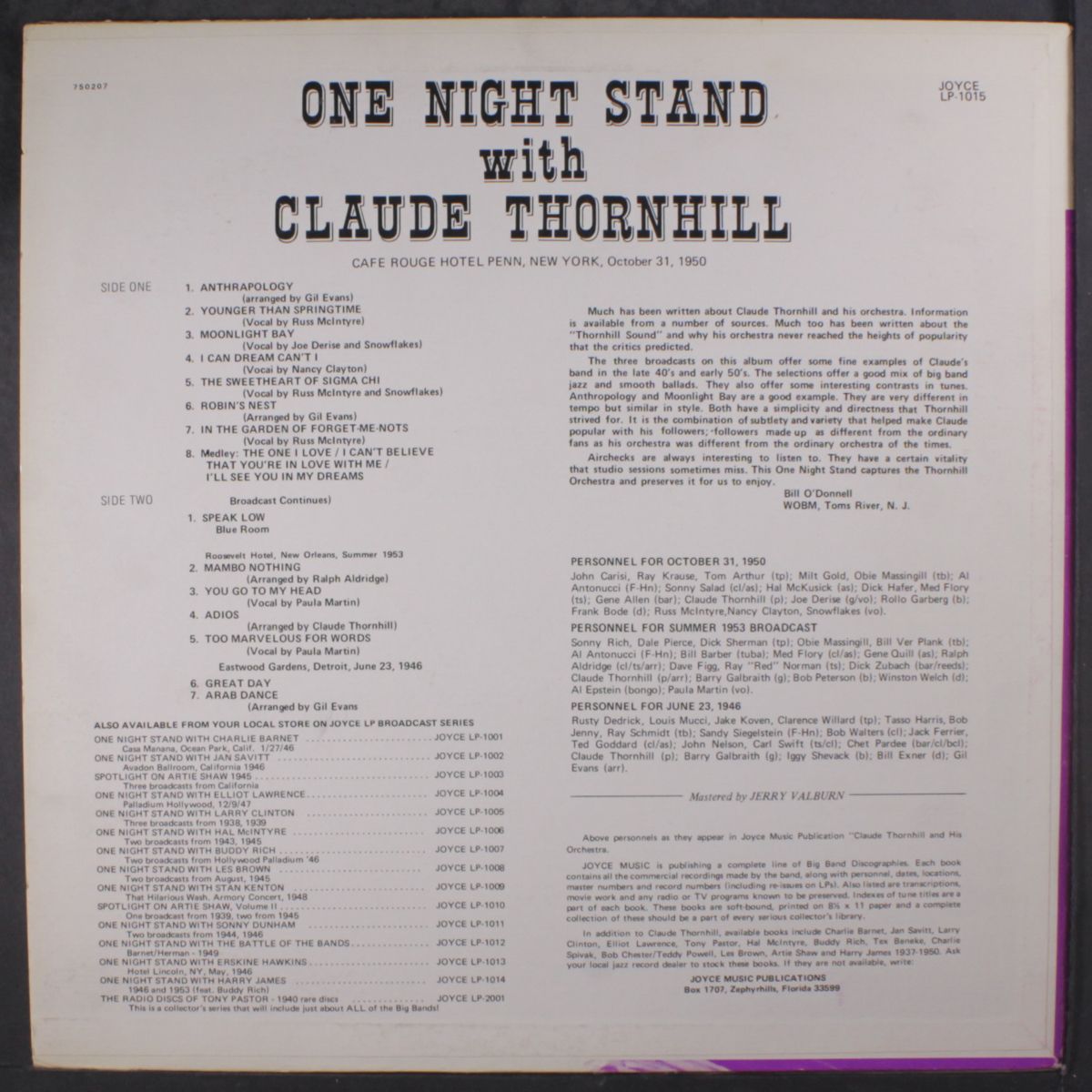 one night stand by CLAUDE THORNHILL