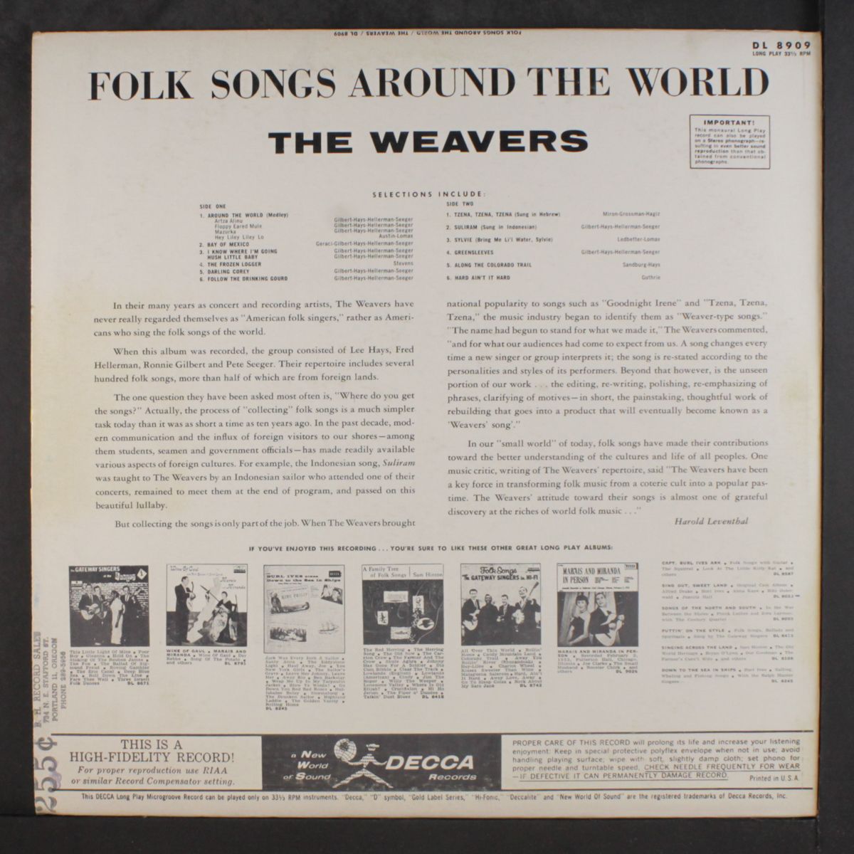 folk songs around the world by WEAVERS