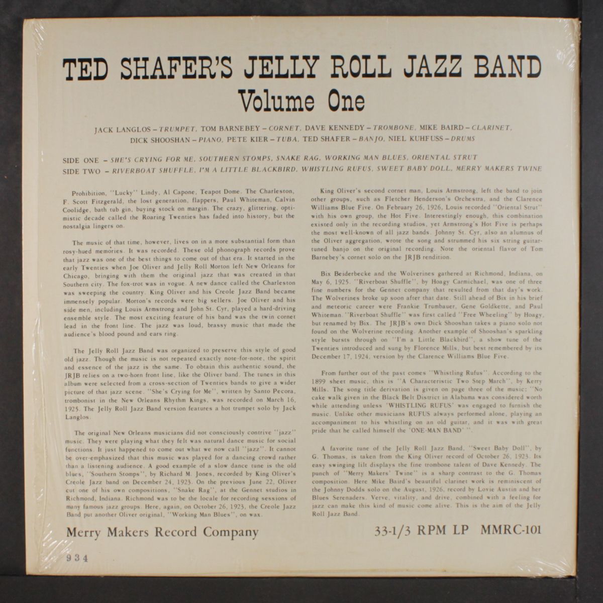 jelly roll jazz band vol. 1 by TED SHAFER