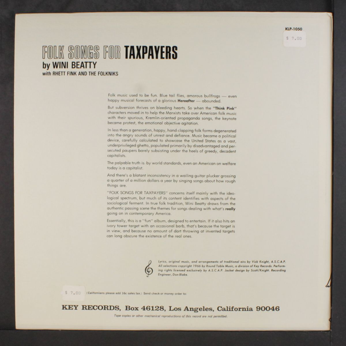 folk songs for taxpayers by WINI BEATTY