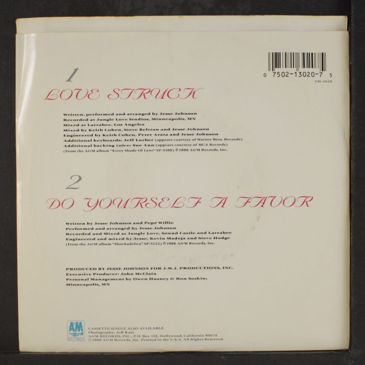 love struck / do yourself a favor by JESSE JOHNSON