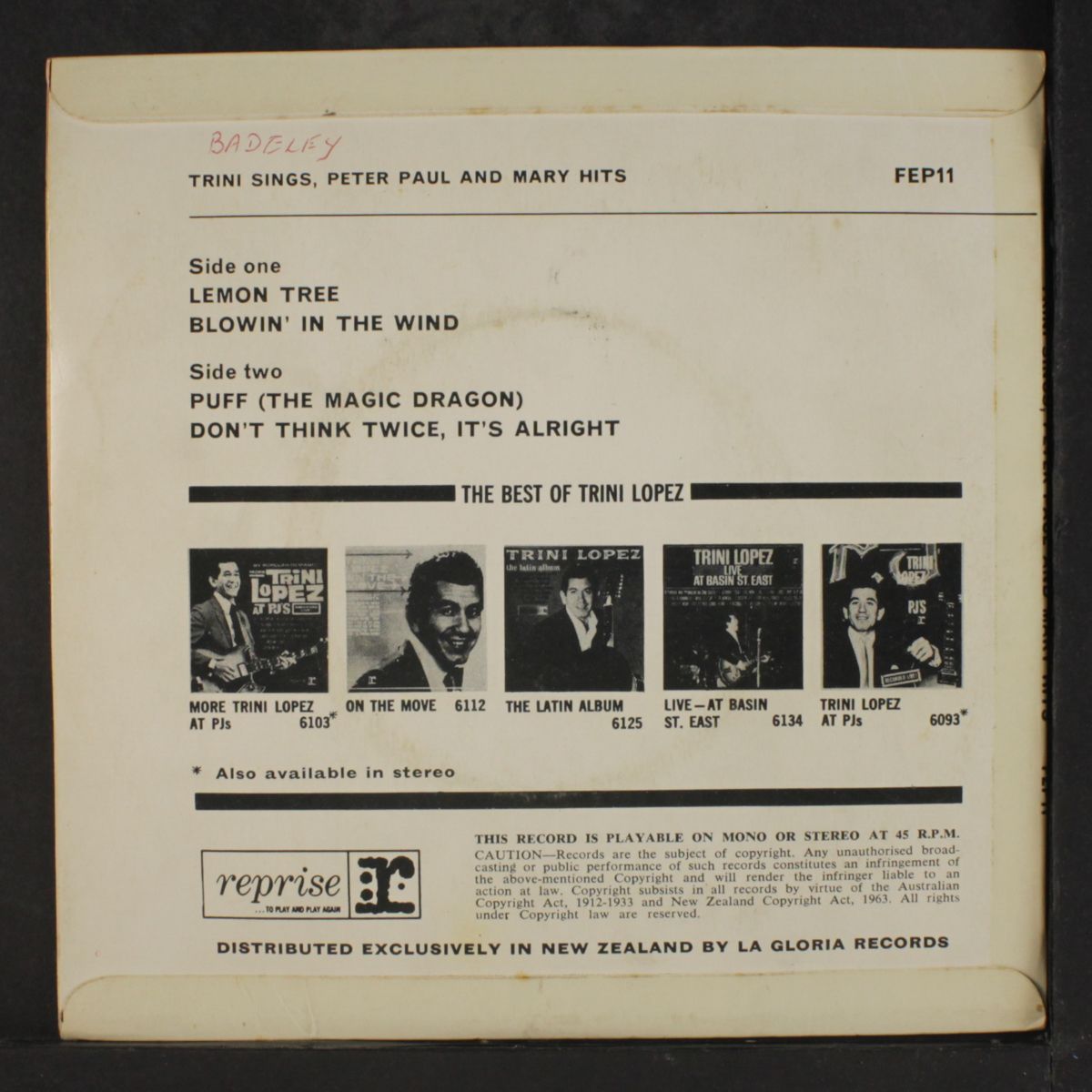 sings peter paul & mary hits by TRINI LOPEZ
