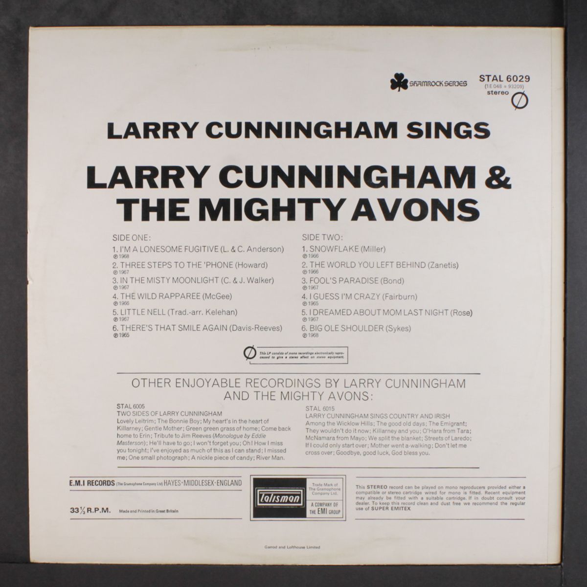 sings by LARRY CUNNINGHAM