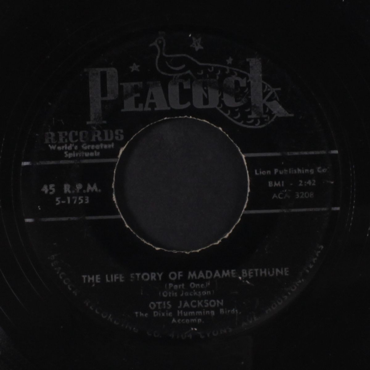 the life story of madame bethune by OTIS JACKSON & DIXIE HUMMINGBIRDS