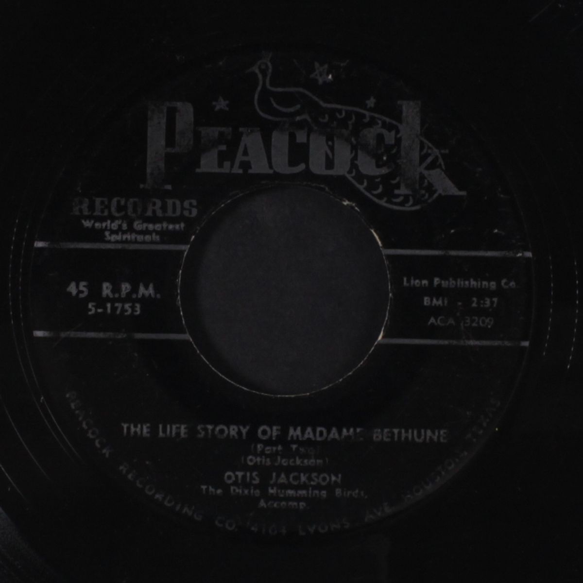 the life story of madame bethune by OTIS JACKSON & DIXIE HUMMINGBIRDS