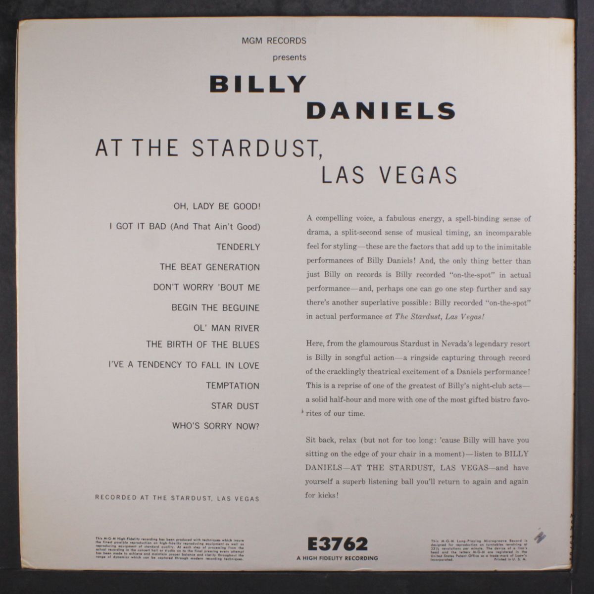 at the stardust, las vegas by BILLY DANIELS