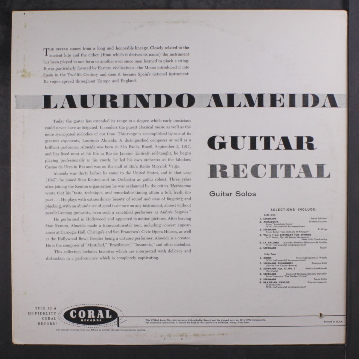 guitar recital by LAURINDO ALMEIDA