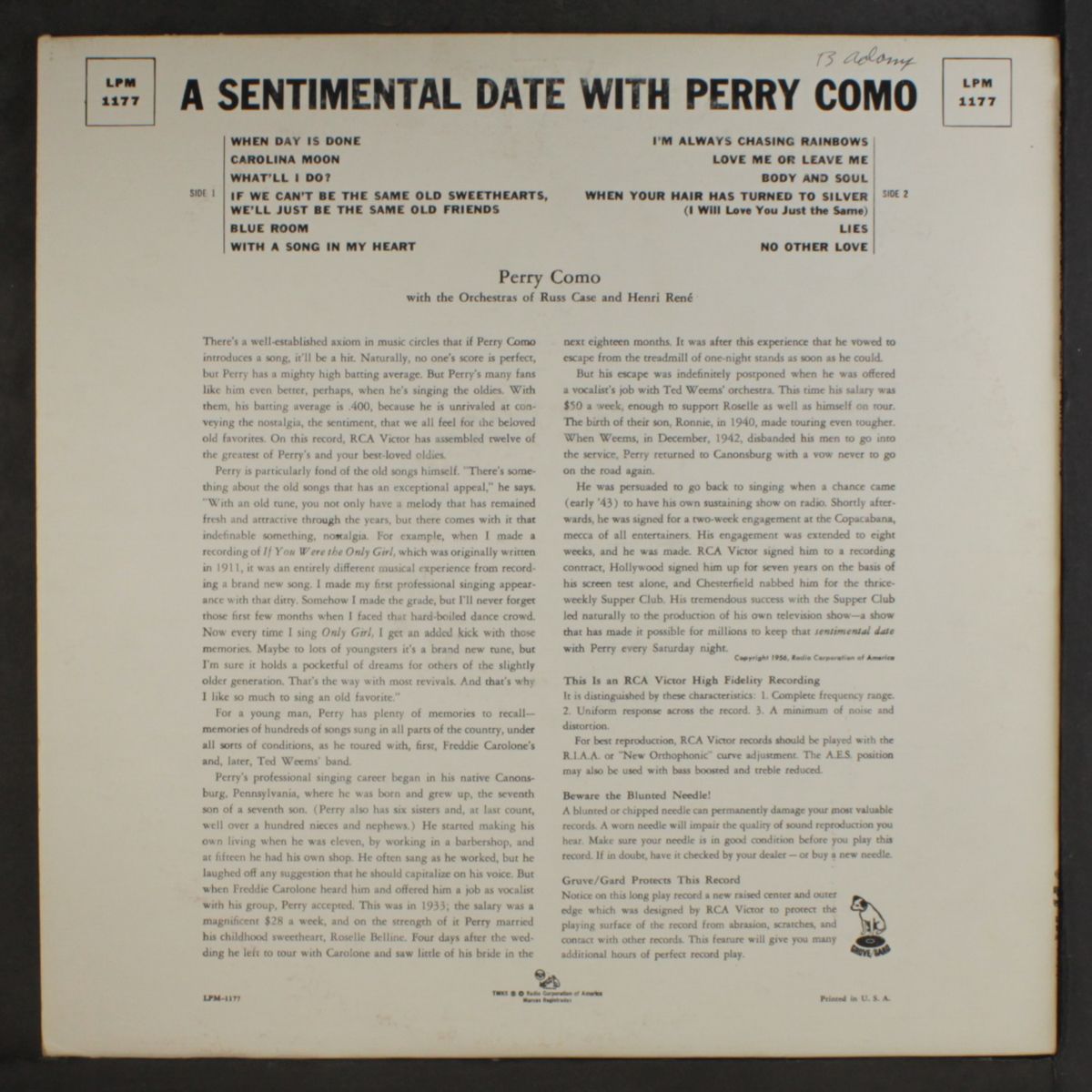 a sentimental date with by PERRY COMO
