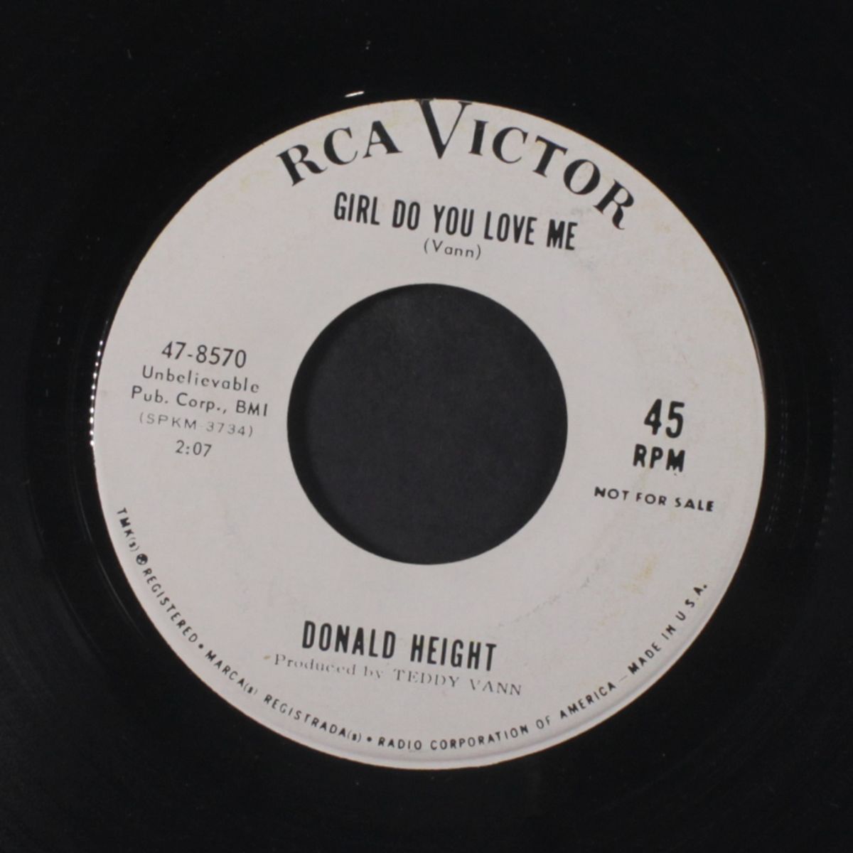 girl do you love me / mr. ocean by DONALD HEIGHT