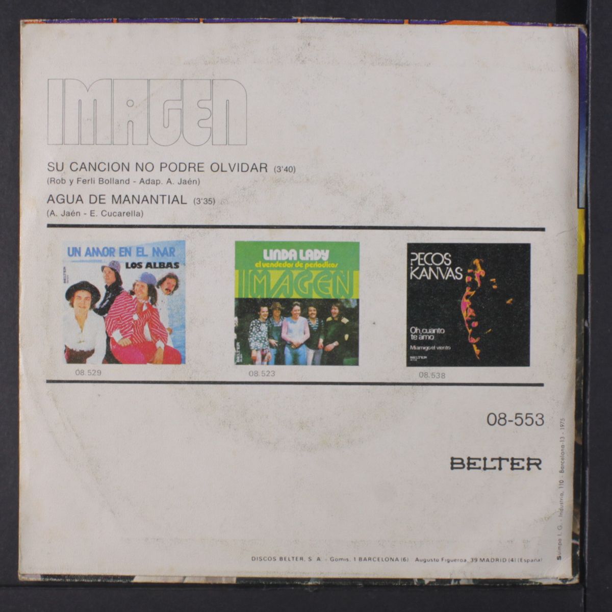 su cancion no podre olvidar / agua de manantial by IMAGEN
