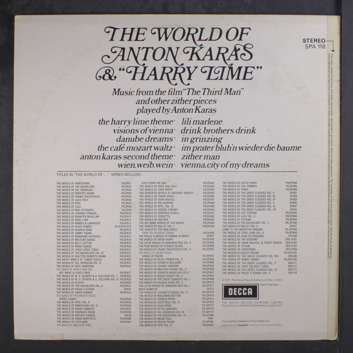 the world of anton karas & harry lime by ANTON KARAS