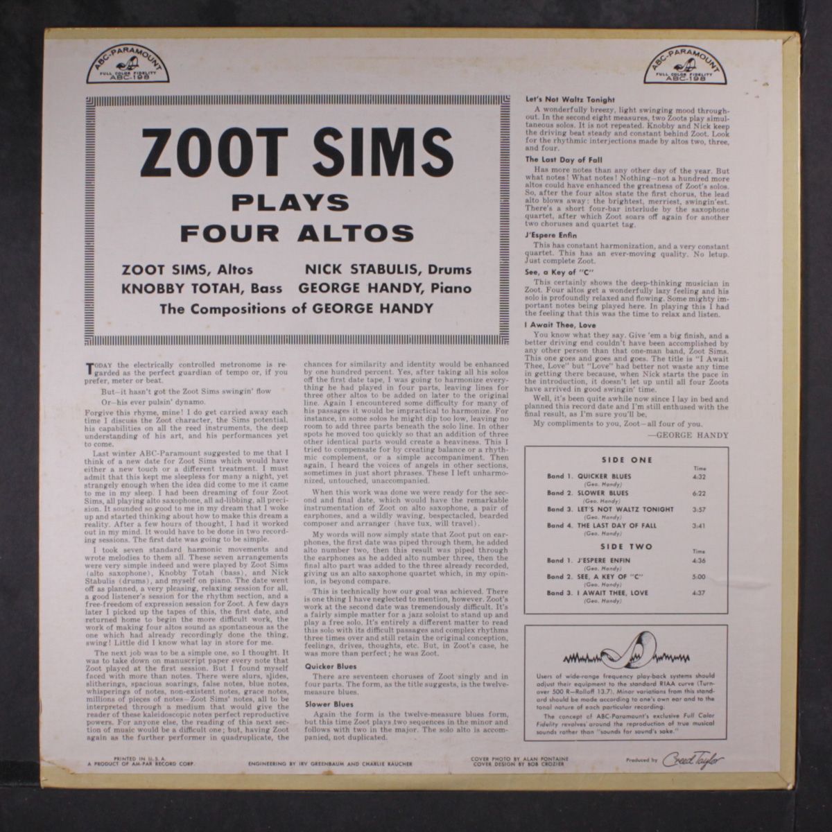 plays 4 altos by ZOOT SIMS