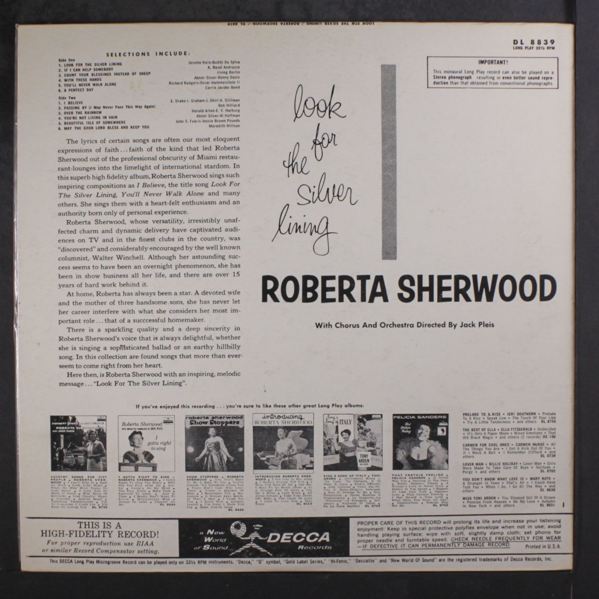 look for the silver lining by ROBERTA SHERWOOD