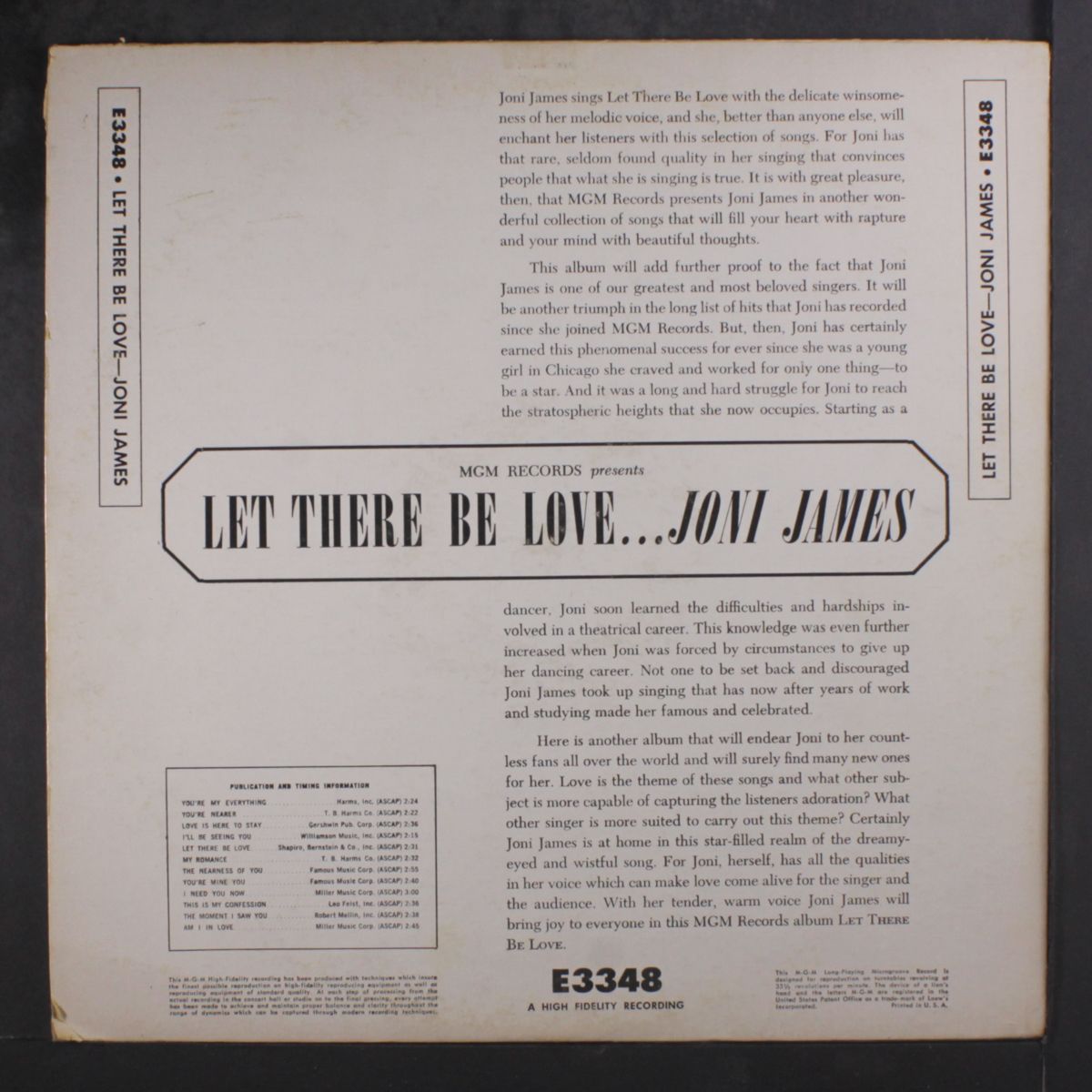 let there be love by JONI JAMES