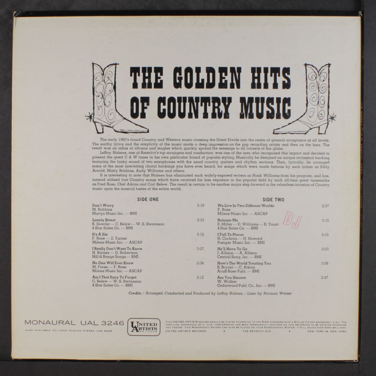 the golden hits of country music by LEROY HOLMES