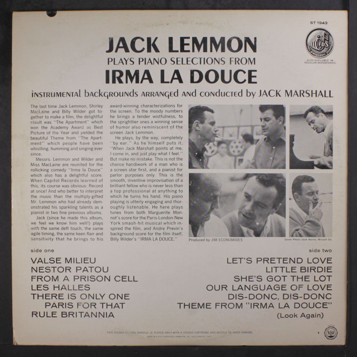 plays piano selections from irma la douce by JACK LEMMON