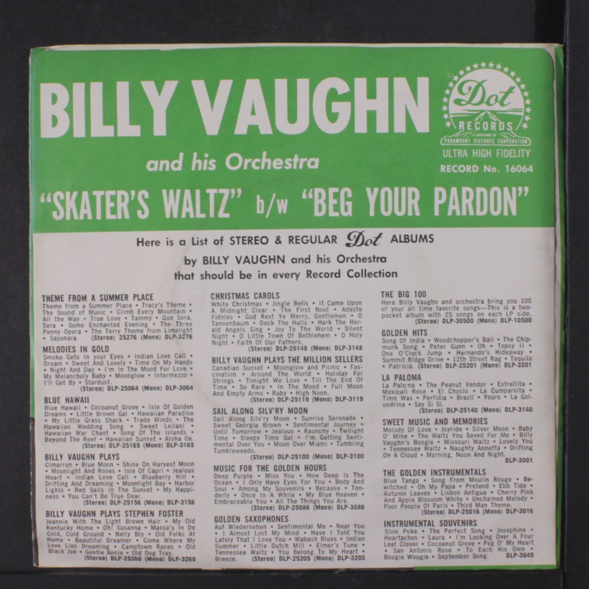 skater's waltz / beg your pardon by BILLY VAUGHN
