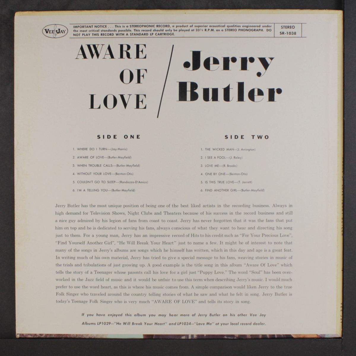 aware of love by JERRY BUTLER