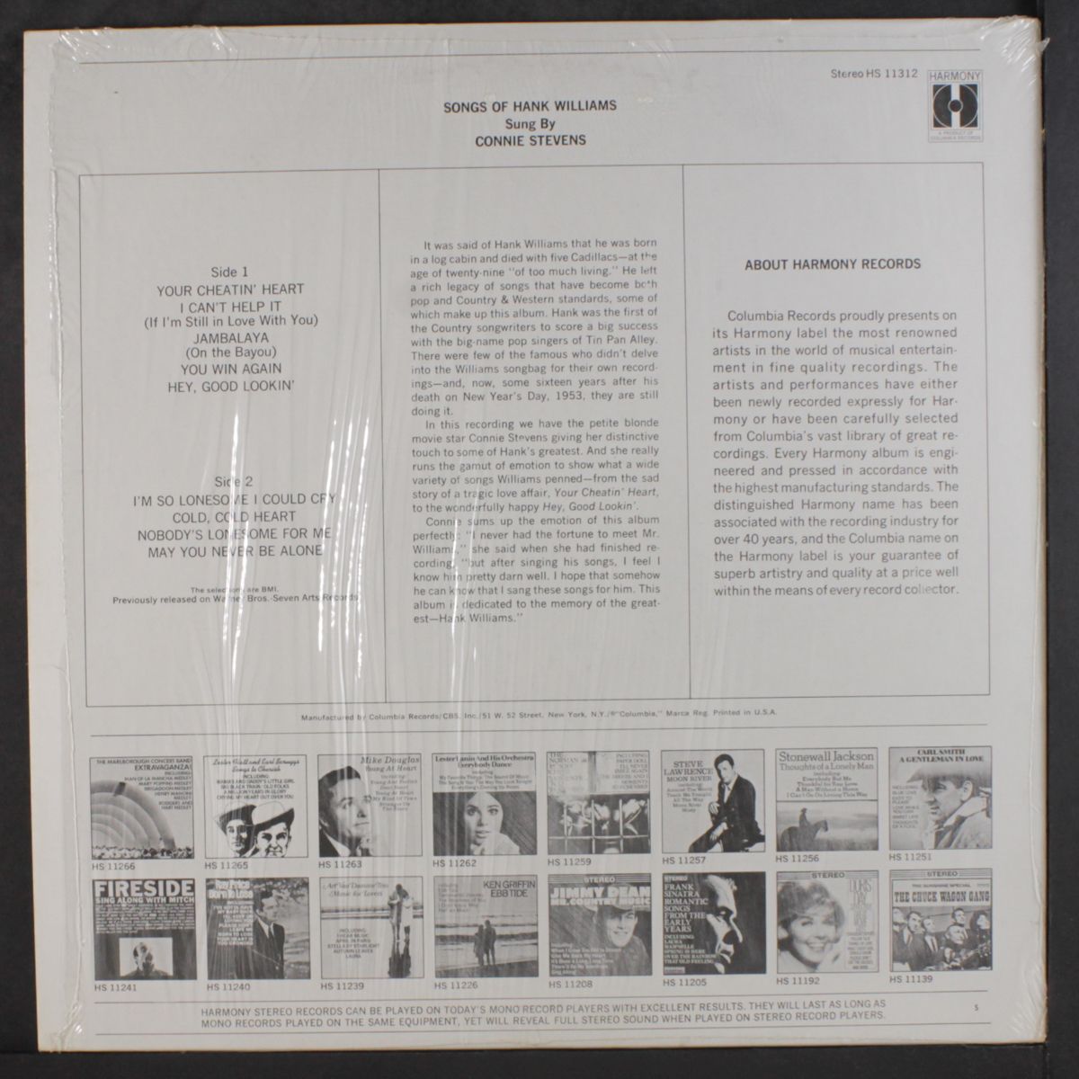 songs of hank williams by CONNIE STEVENS