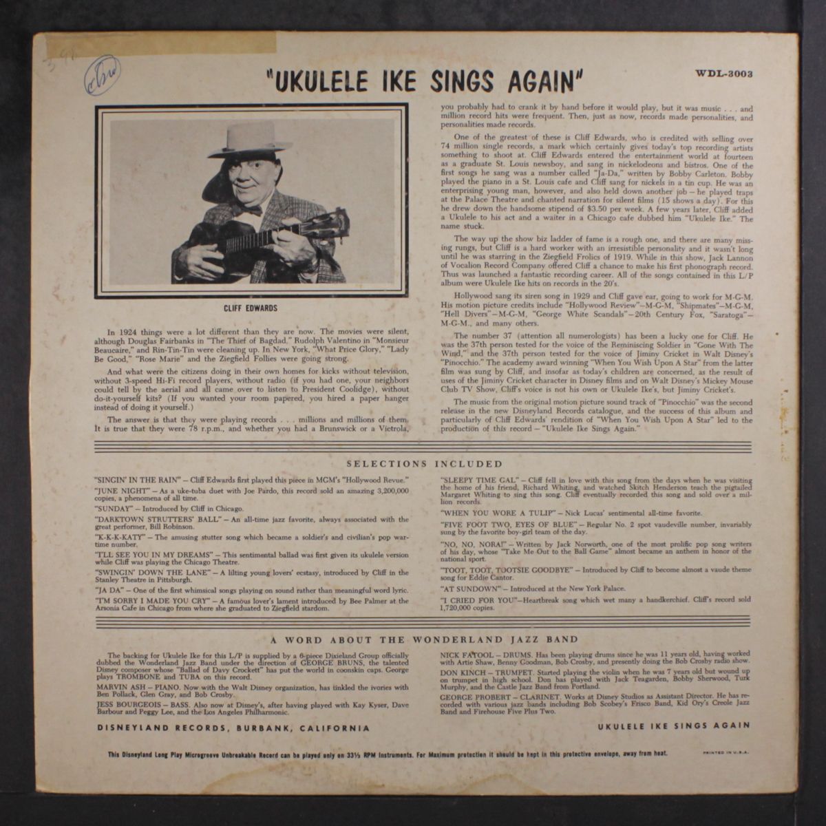 ukulele ike sings again by CLIFF EDWARDS