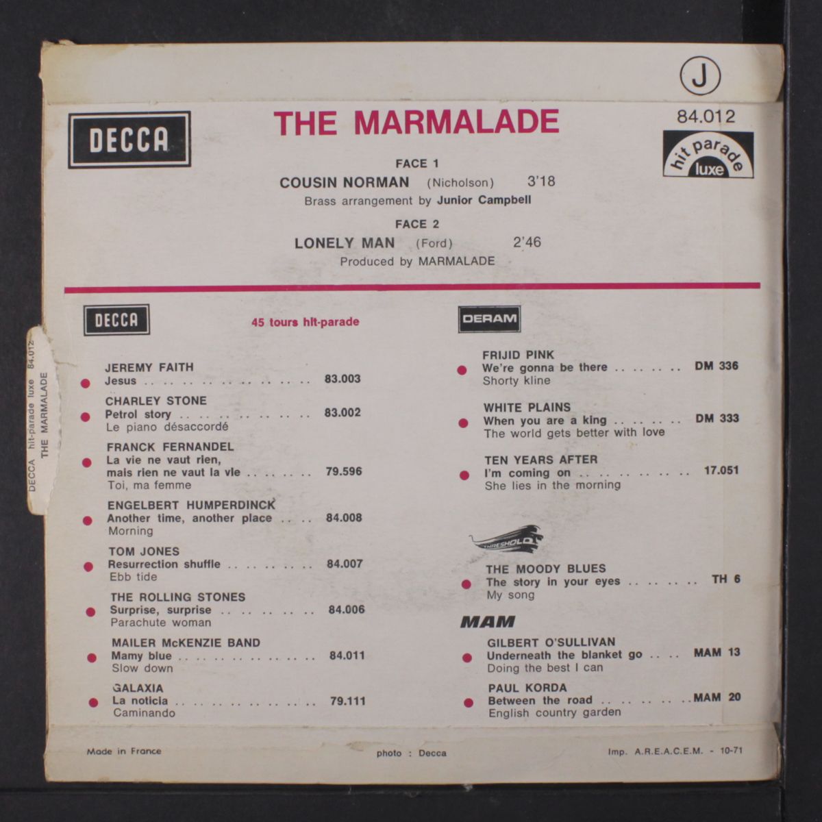 cousin norman / lonely man by MARMALADE