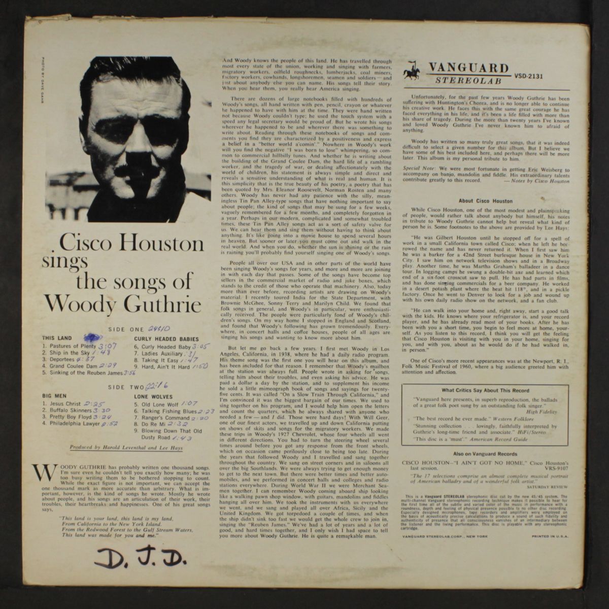 the songs of woodie guthrie by CISCO HOUSTON