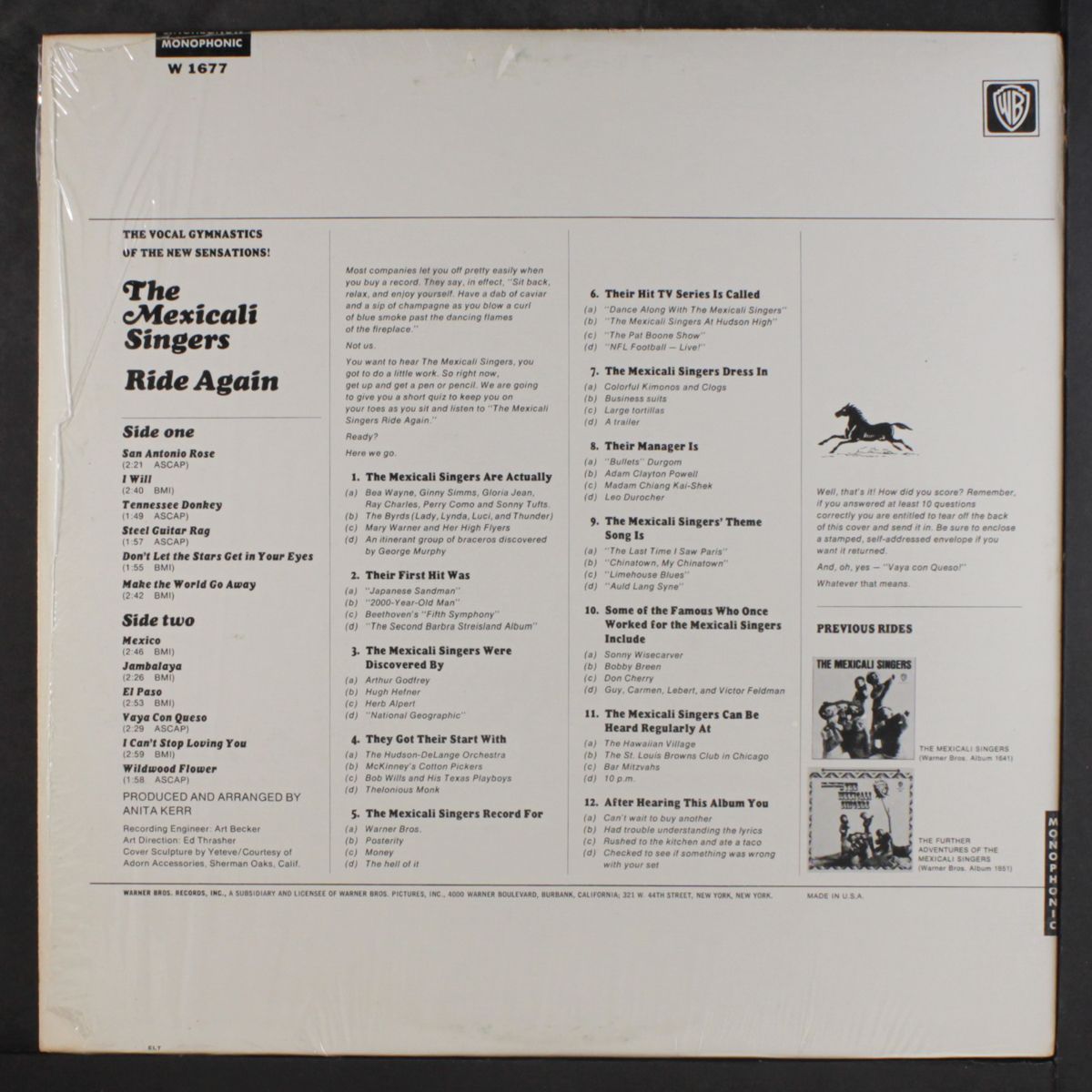 ride again by MEXICALI SINGERS