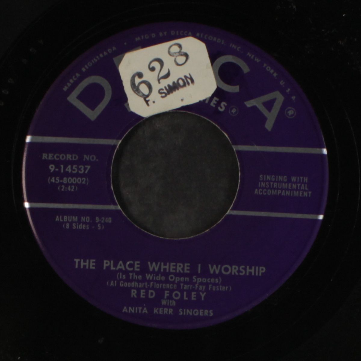 the place where i worship / i hear a choir by RED FOLEY & ANITA KERR SINGERS