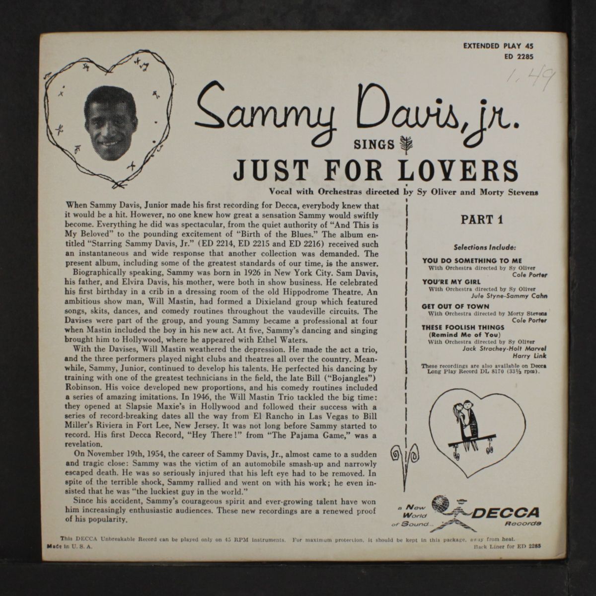just for lovers part 1 by SAMMY DAVIS JR.