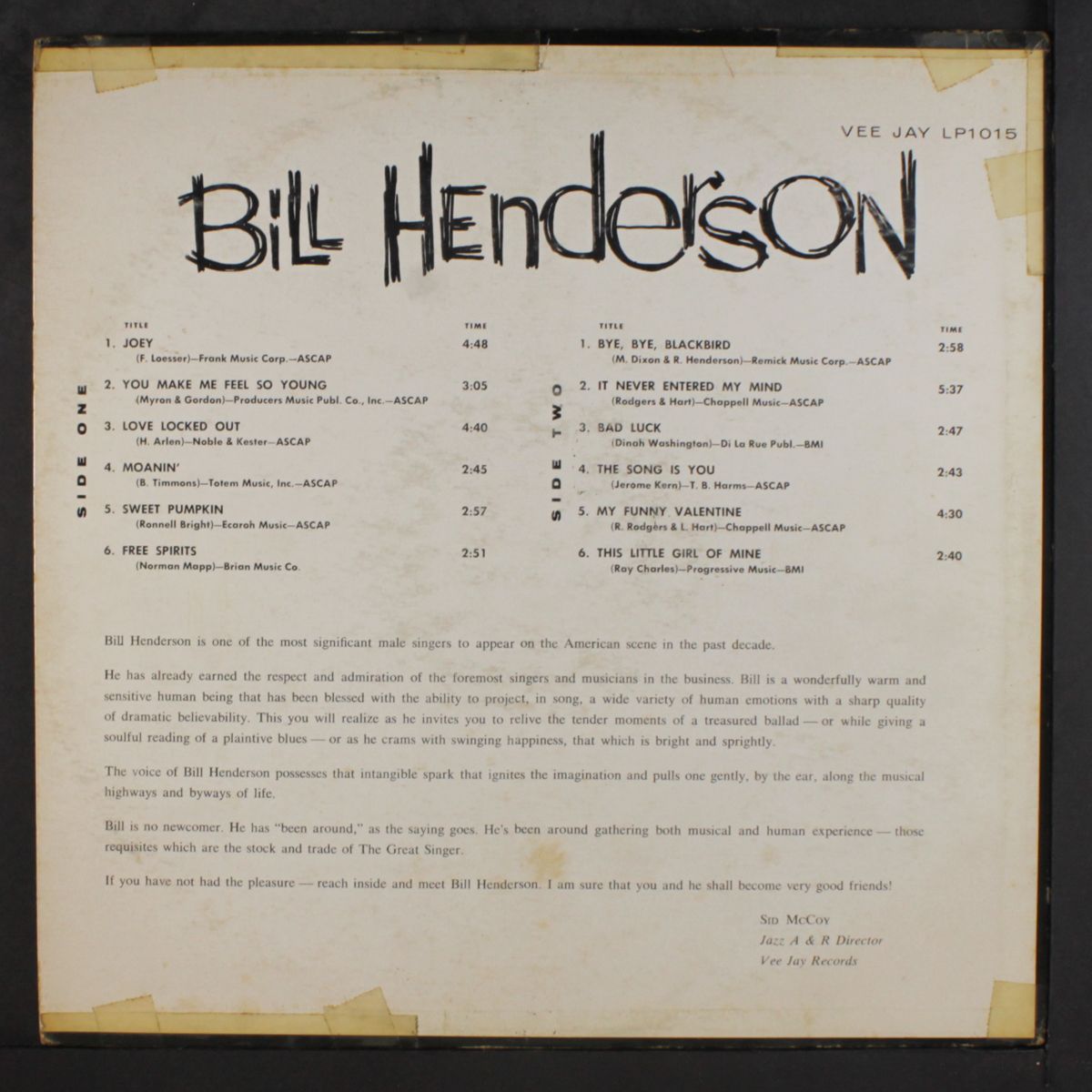 sings by BILL HENDERSON