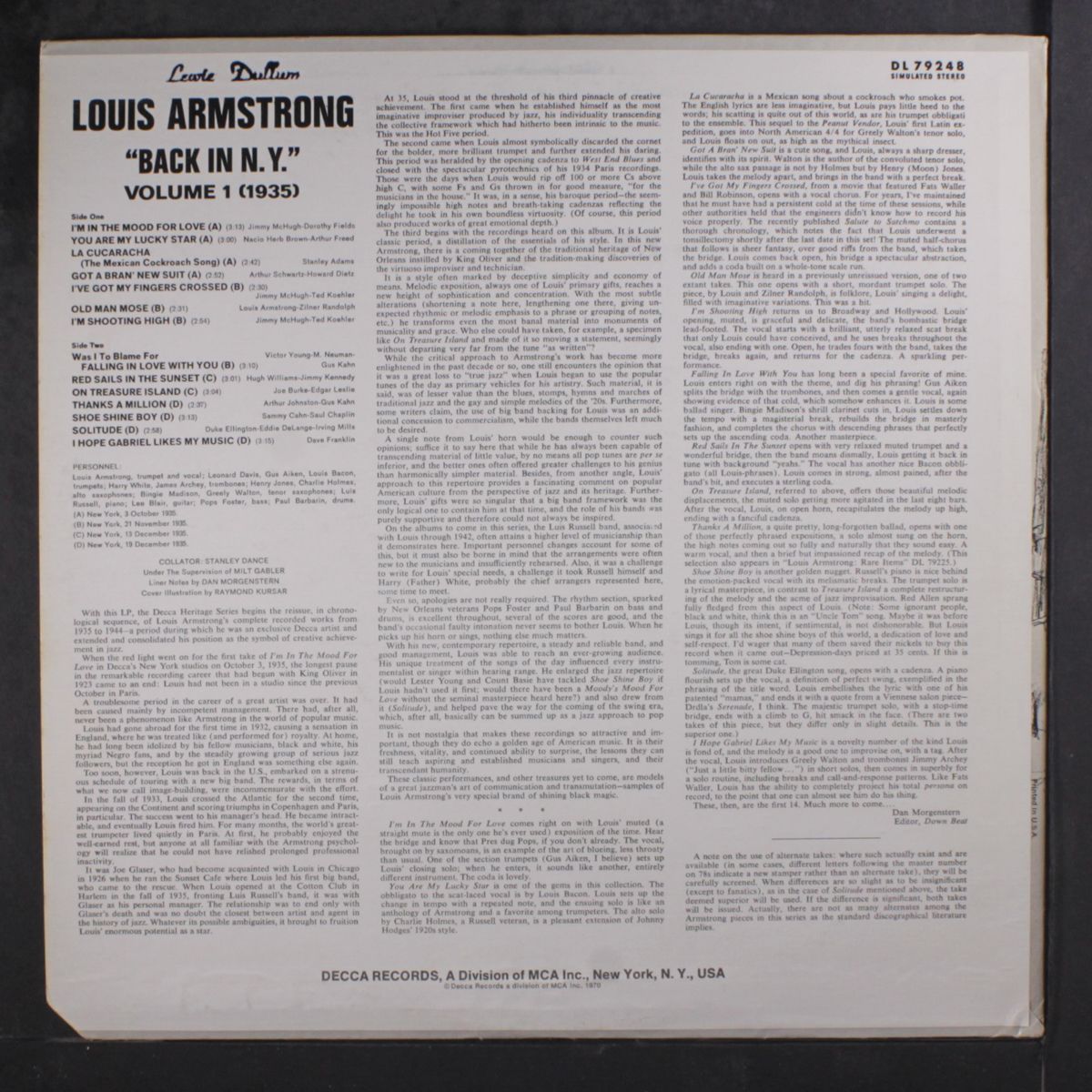 back in n.y., vol. 1 1935 by LOUIS ARMSTRONG