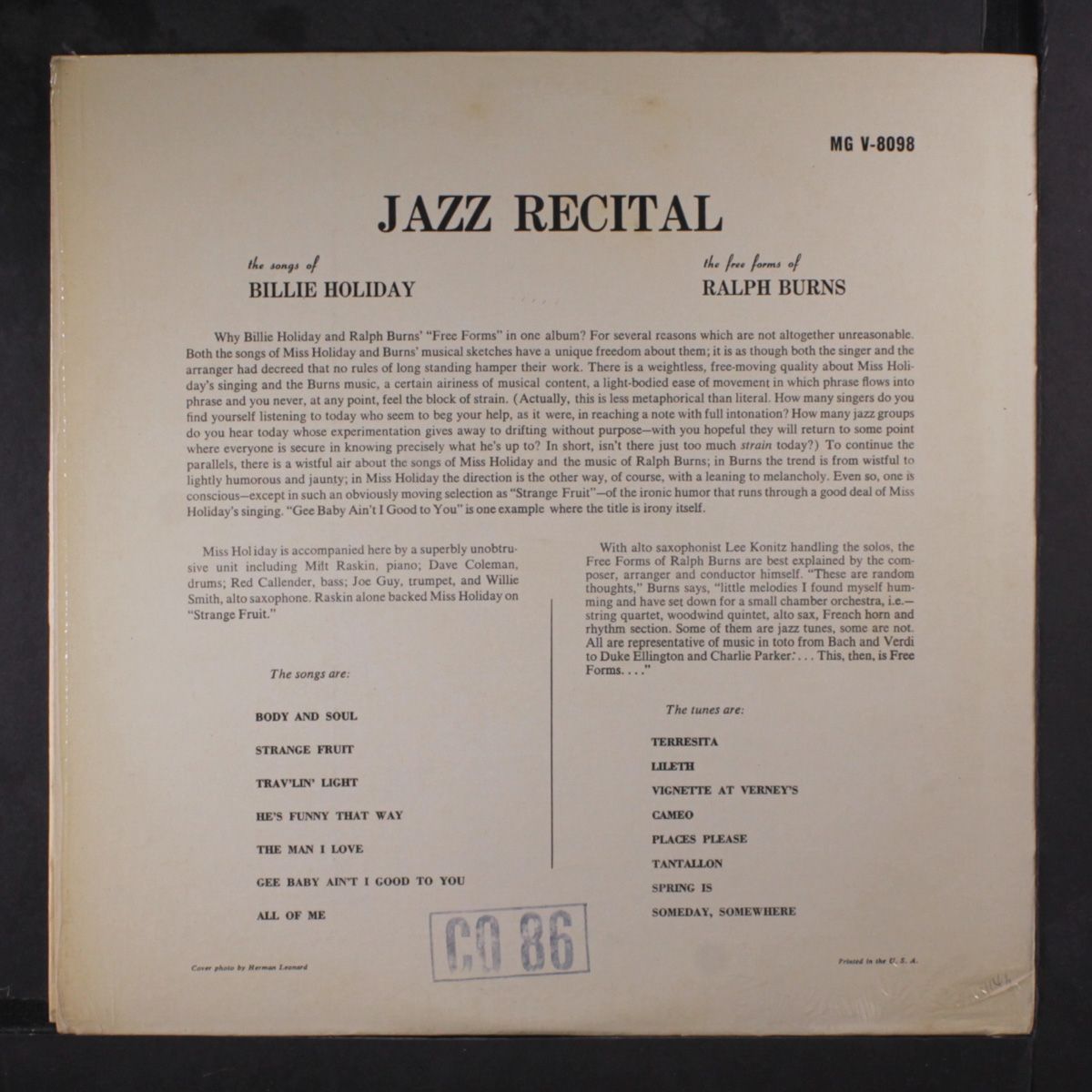 jazz recital by RALPH BURNS