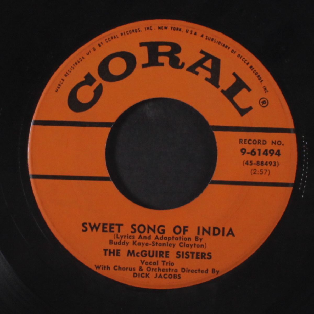 give me love / sweet song of india by MCGUIRE SISTERS