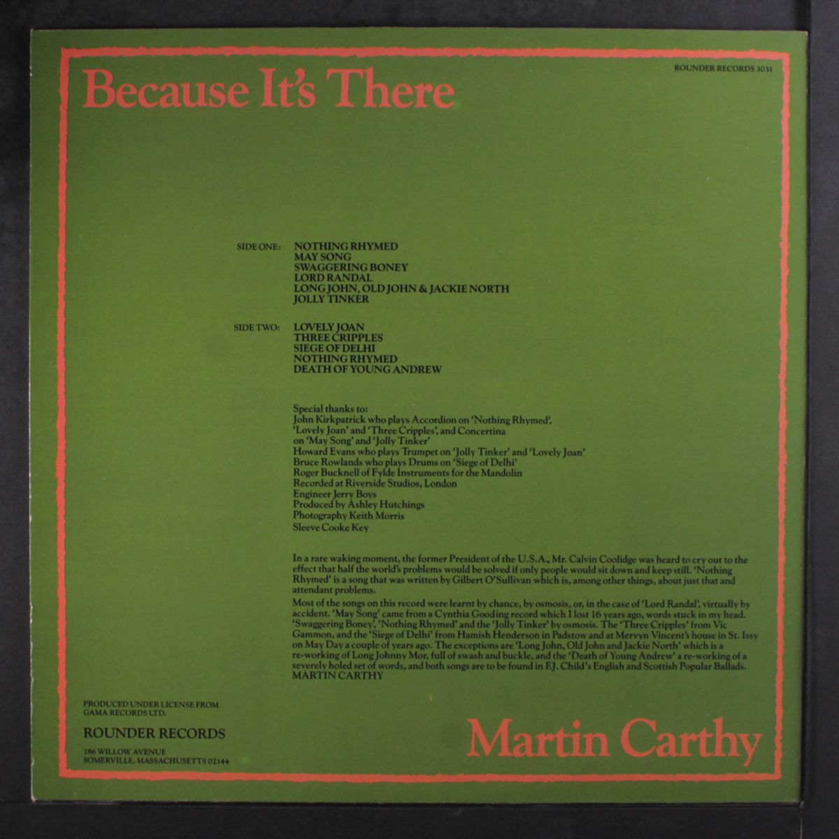 because it's there by MARTIN CARTHY