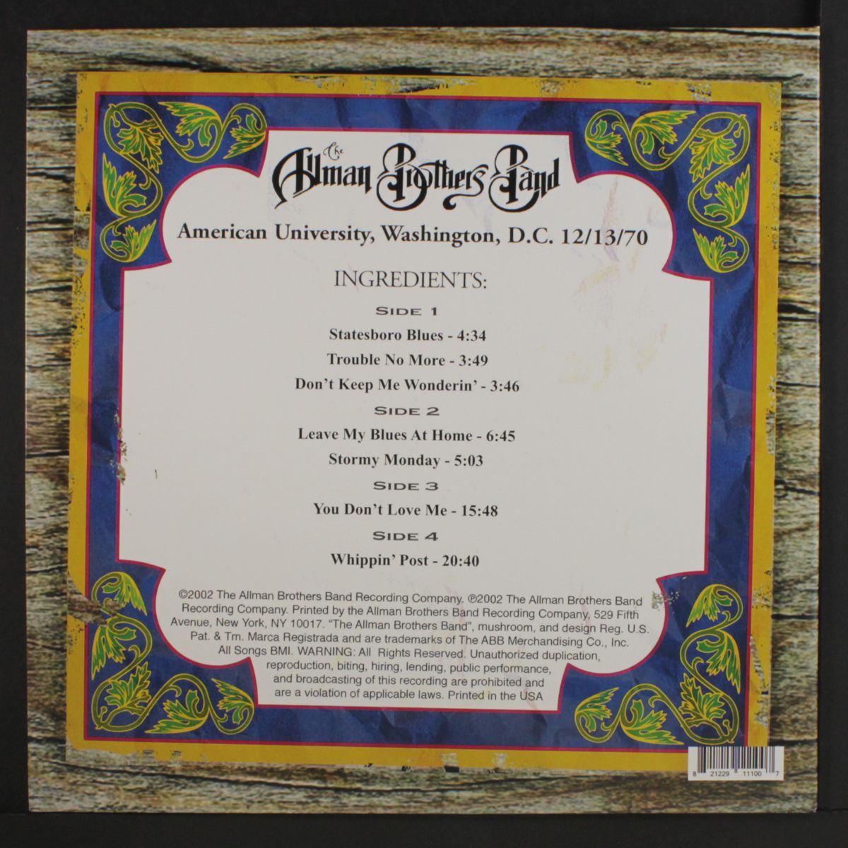american university by ALLMAN BROTHERS BAND