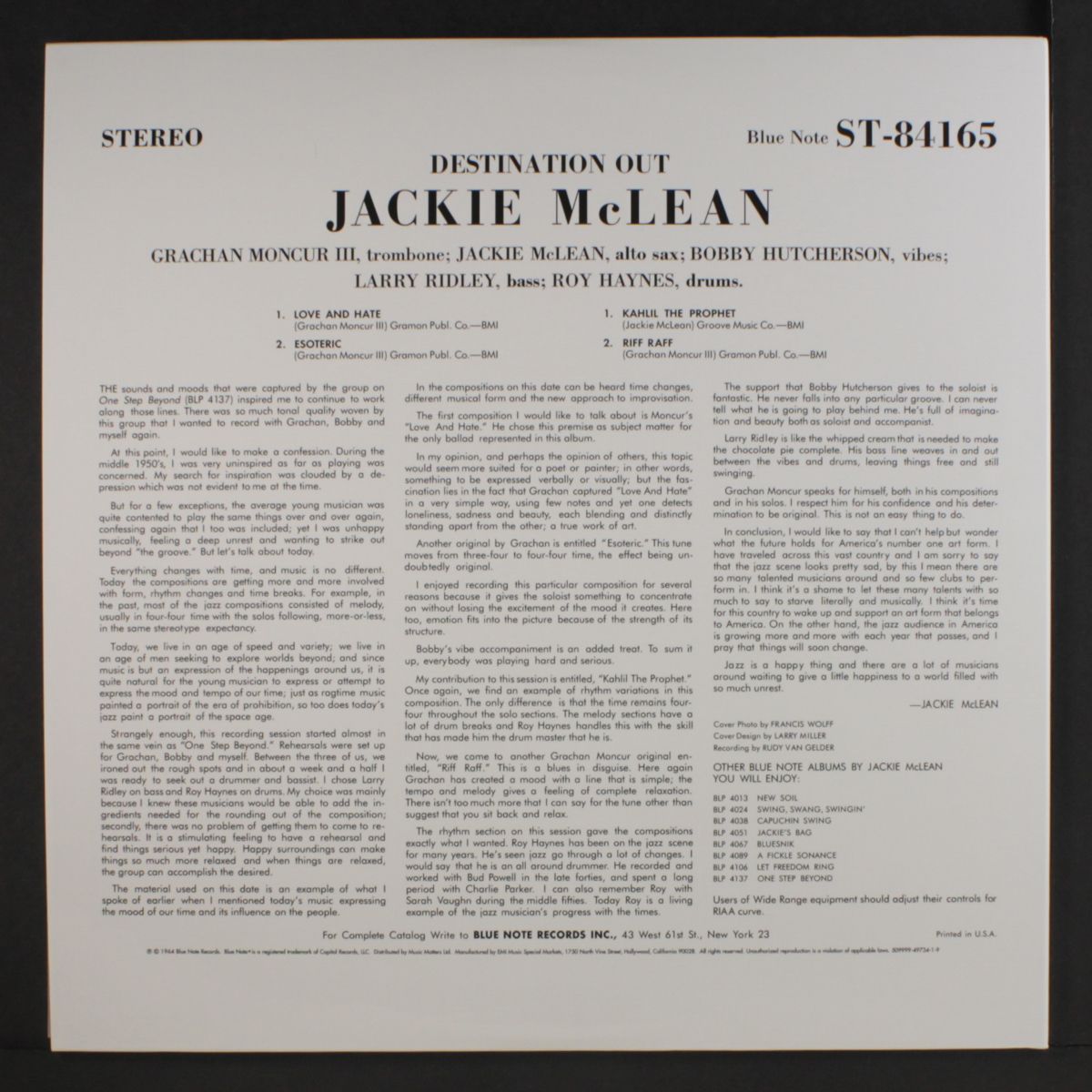destination out! by JACKIE MCLEAN