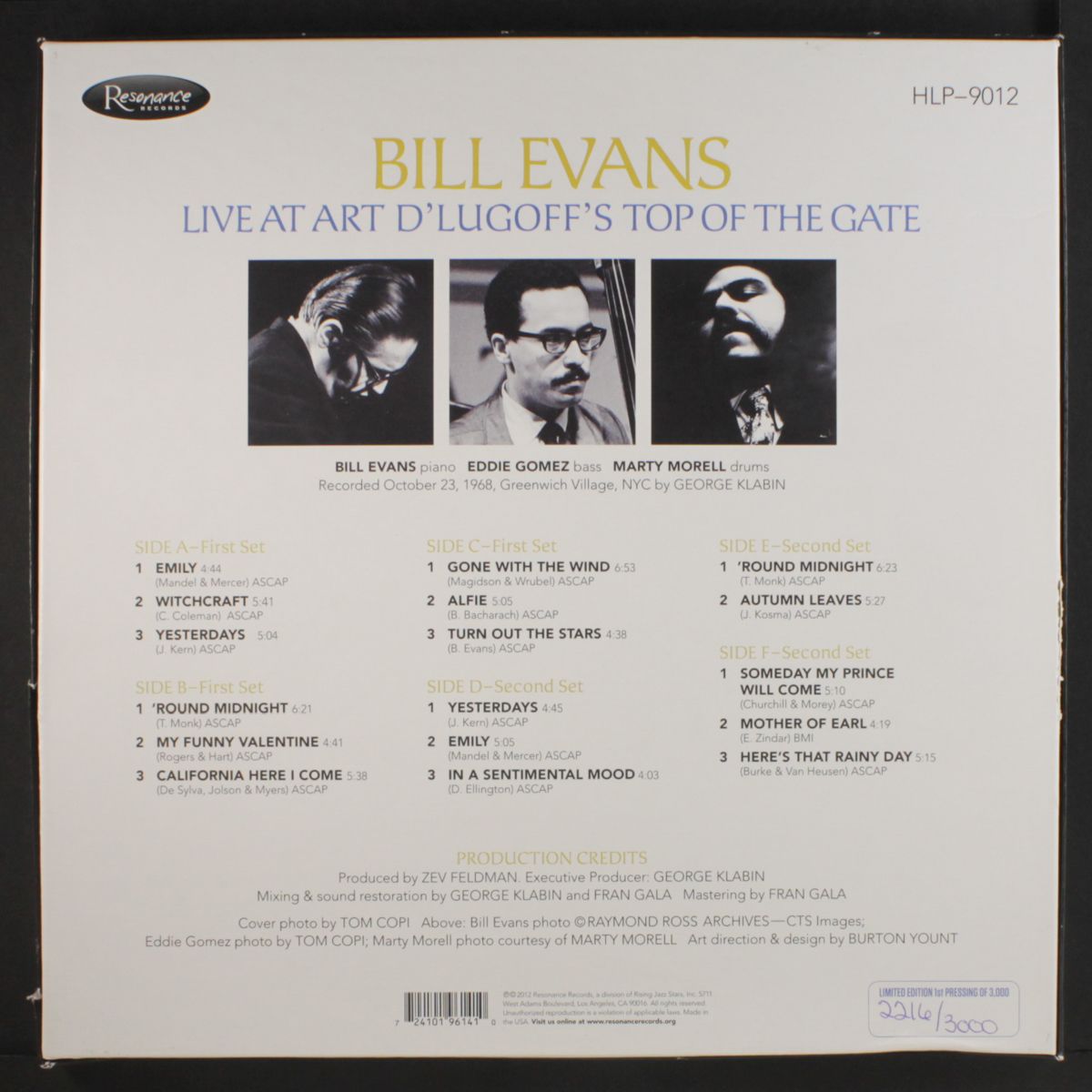 live at art d'lugoff's top of the gate by BILL EVANS