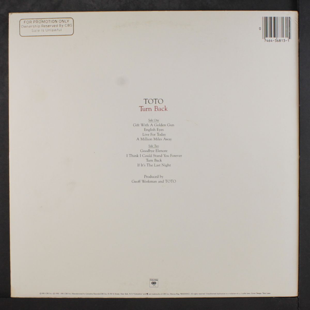 turn back by TOTO