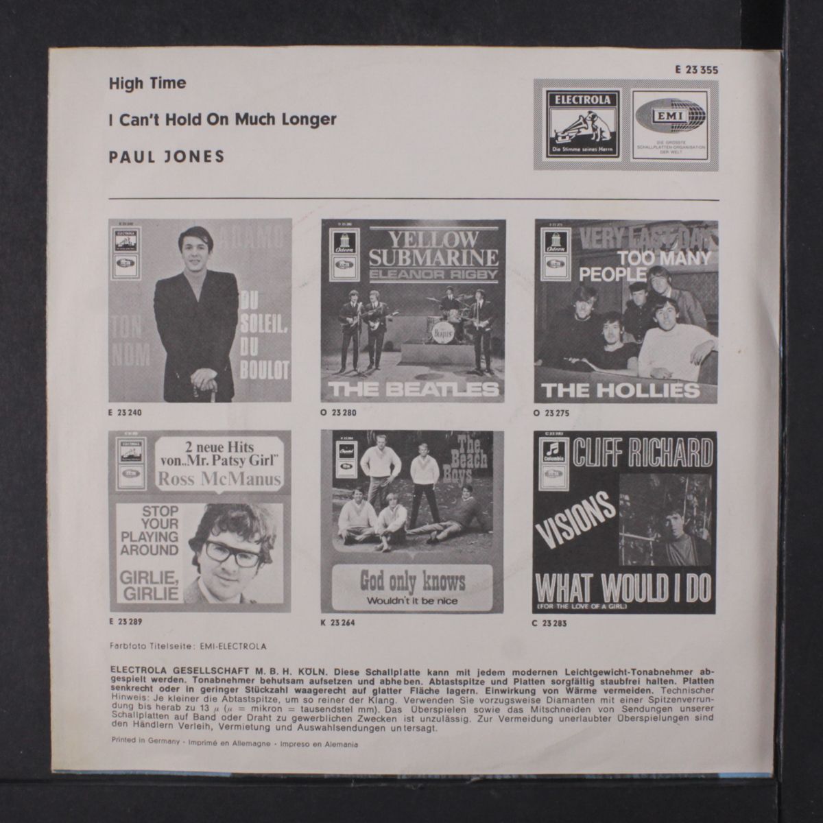 high time / i can't hold on much longer by PAUL JONES