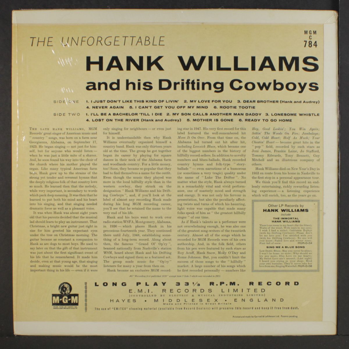 the unforgettable by HANK WILLIAMS