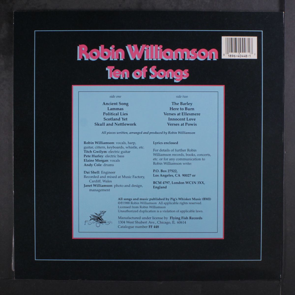 ten of songs by ROBIN WILLIAMSON