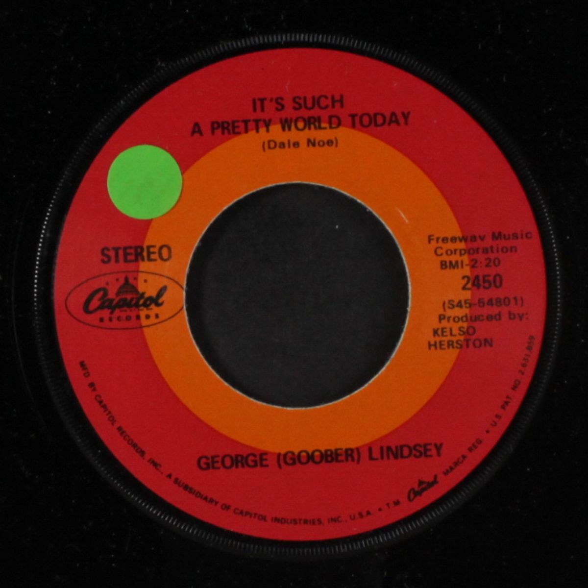 it's such a pretty world today / 96 miles to bakersfield by GEORGE 'GOOBER' LINDSEY