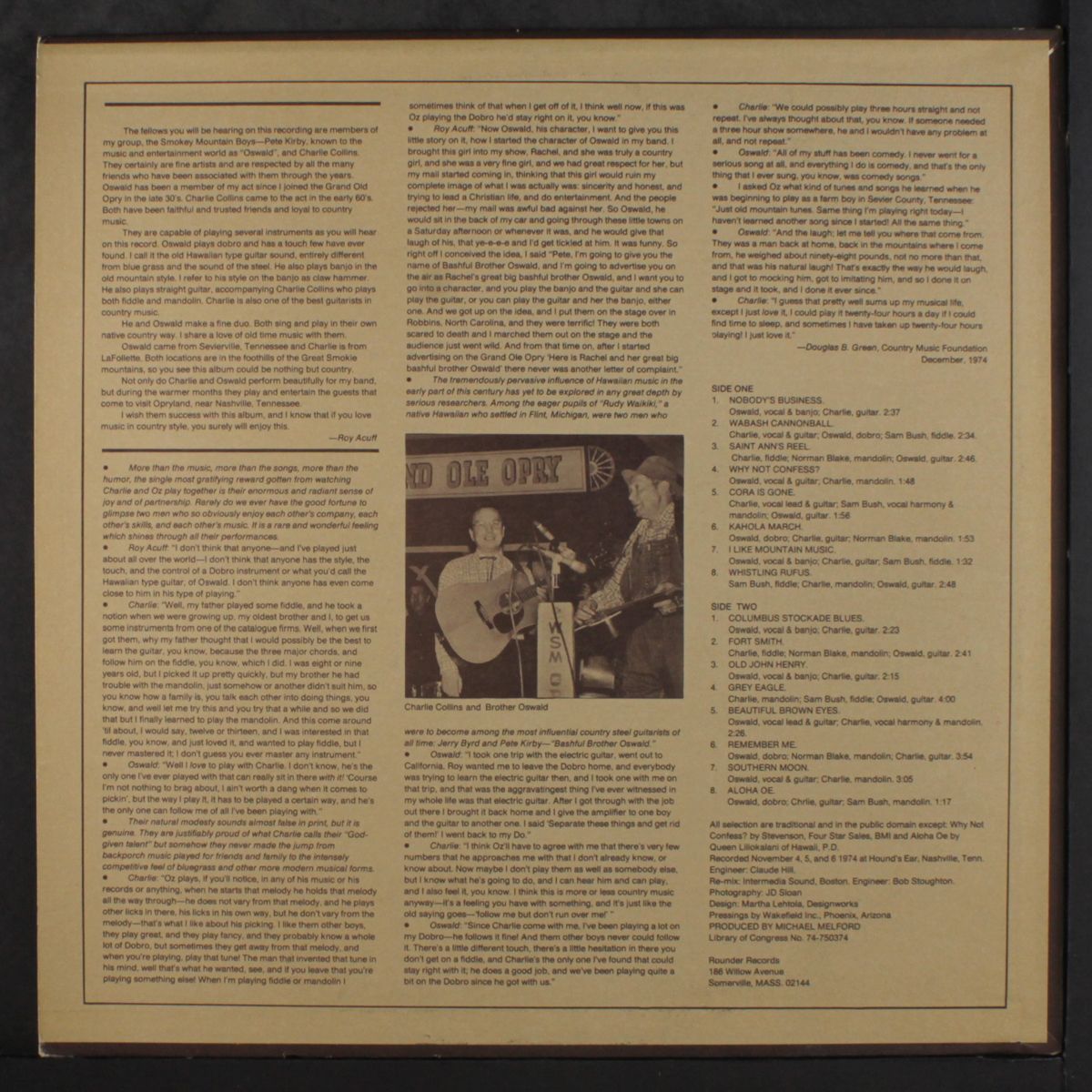 that's country by BROTHER OSWALD & CHARLIE COLLINS