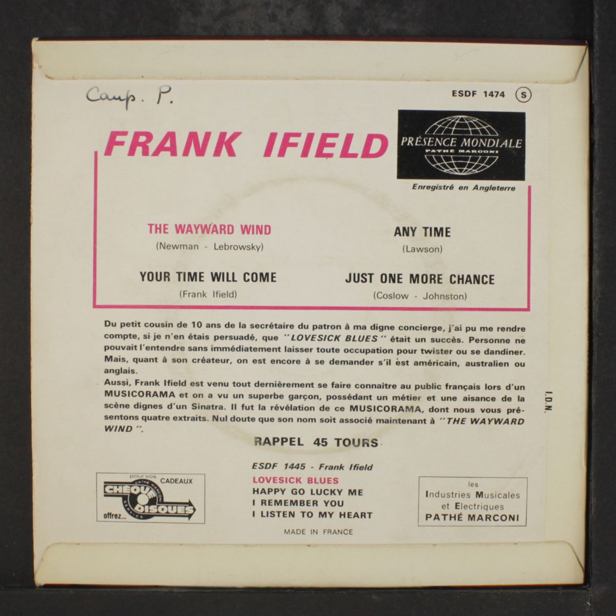 wayward wind by FRANK IFIELD