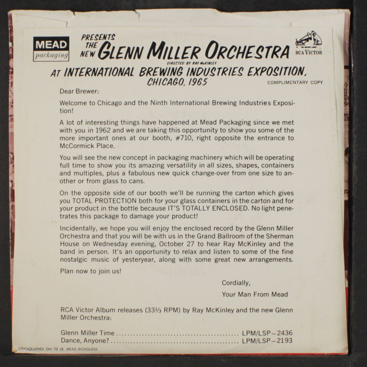 at international brewing industries exposition, chicago, 1965 by GLENN MILLER ORCHESTRA