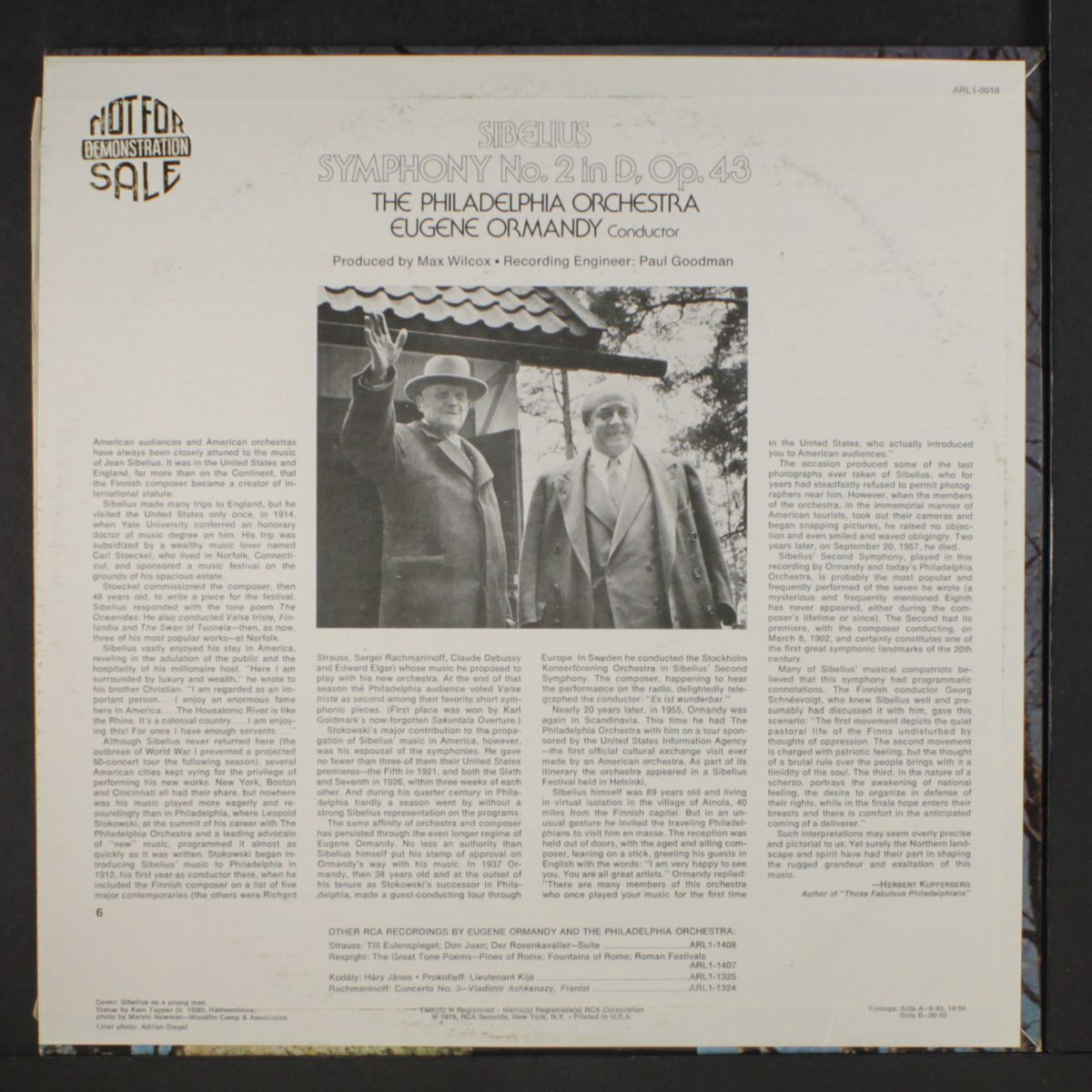 sibelius: symphony no. 2 by EUGENE ORMANDY