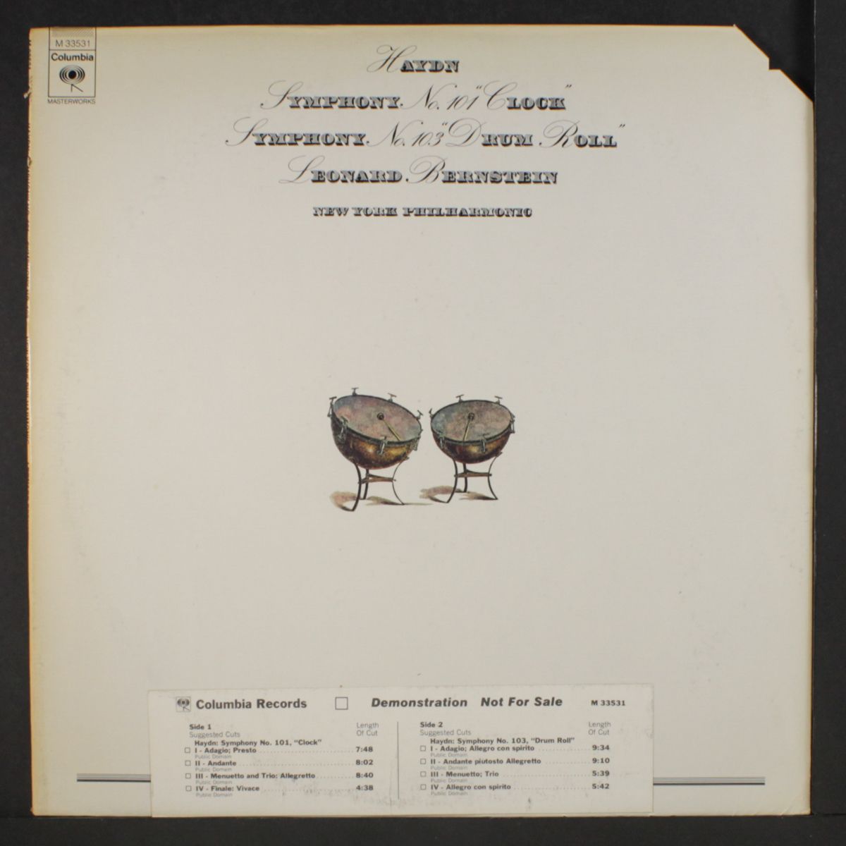 haydn: sym. no. 101 "clock" / sym. no. 103 "drum roll" by LEONARD BERNSTEIN